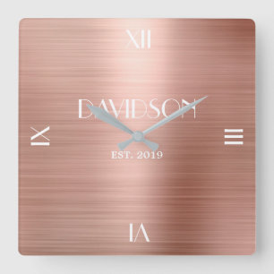 Individuelle Name Gestricktes Metall Personalisier Quadratische Wanduhr