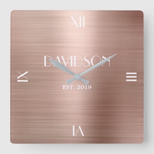 Individuelle Name Gestricktes Metall Personalisier Quadratische Wanduhr (Vorderseite)