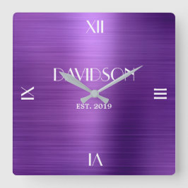 Individuelle Name Gestricktes Metall Personalisier Quadratische Wanduhr
