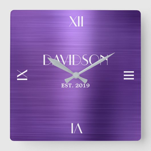 Individuelle Name Gestricktes Metall Personalisier Quadratische Wanduhr (Vorderseite)