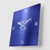 Individuelle Name Gestricktes Metall Personalisier Quadratische Wanduhr (Winkel)