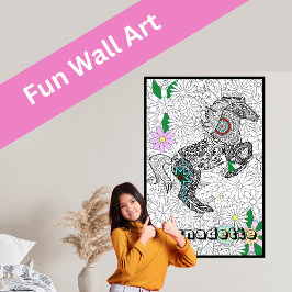 Individuelle Name Giant Horse Blumenkolorierposter Poster