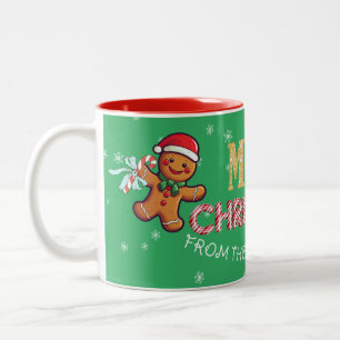 Individuelle Name Gingerbread Mann Frohe Weihnacht Zweifarbige Tasse