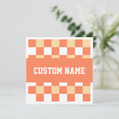 Individuelle Name Gingham Pattern Einladung (Stehend Vorderseite)