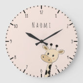 Individuelle Name Giraffe Kids Große Wanduhr (Vorderseite)