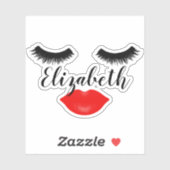 Individuelle Name Girl Lips and Lashes Aufkleber (Blatt)