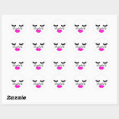 Individuelle Name Girl Lips and Lashes Pink Sticke Runder Aufkleber (Blatt)