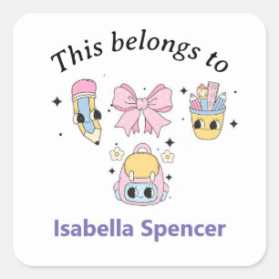 Individuelle Name Girl Niedlich, das gehört Quadratischer Aufkleber