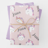 Individuelle Name Girl Unicorn Wrapping Paper Shee Geschenkpapier Set (Beispiel)