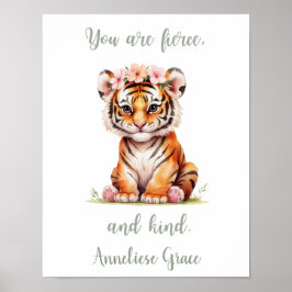 Individuelle Name Girl's Kinderzimmer Safari Tiger Poster
