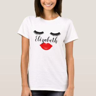 individuelle Name Girls Lips and Lashes Red T-Shirt