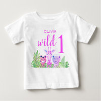 Individuelle Name Girl's Pink Wild One Jungle Anim