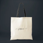 Individuelle Name Girly Black Script Wedding Bride Tragetasche<br><div class="desc">Individuelle Name Simple Feminine Girly Black Script Tote Beutel Tolle Geschenkidee für Ihre Brautjungfrauen,  Freunde und Familie.</div>