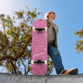 Individuelle Name Girly Imitats Rosa Glitzer Skateboard
