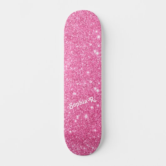 Individuelle Name Girly Imitats Rosa Glitzer Skateboard (Vorderseite)