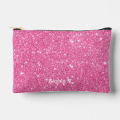 Individuelle Name Girly Imitats Rosa Glitzer Zubehörtasche (Vorderseite)