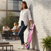 Individuelle Name Girly Pink Lila Streifen Skateboard