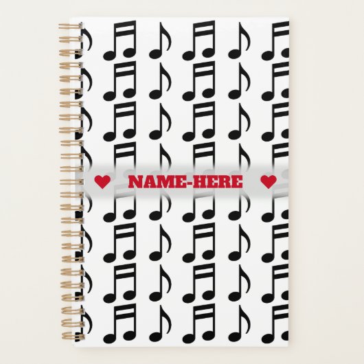Individuelle Name + Gitter des Musical Notes-Plann Planer (Vorderseite)