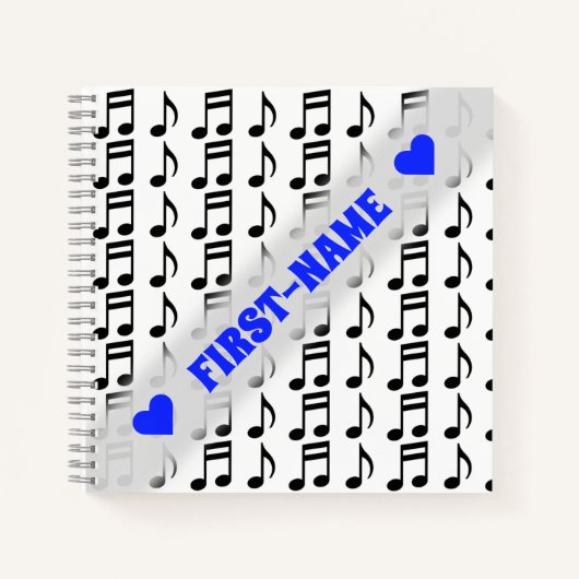 Individuelle Name + Gitter für Musical Notes-Noteb Notizbuch (Vorderseite)