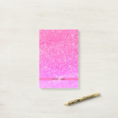 Individuelle Name Glamour Girl Hot Pink Glitzer Post-it Klebezettel (Auf Schreibtisch)