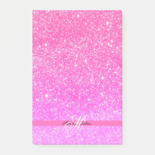 Individuelle Name Glamour Girl Hot Pink Glitzer Post-it Klebezettel