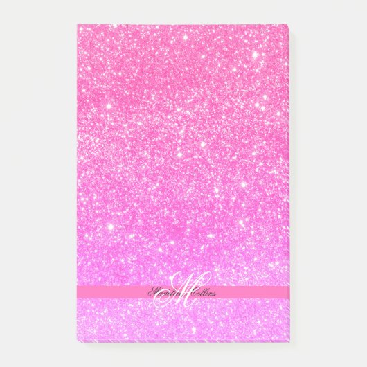 Individuelle Name Glamour Girl Hot Pink Glitzer Post-it Klebezettel (Vorderseite)