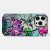 Individuelle Name Glass Floral Hummingbird iPhone Hülle (Rückseite (Horizontal))