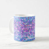 Individuelle Name Glitzer Lila Mermaid-Skala Kaffeetasse (Vorderseite Links)