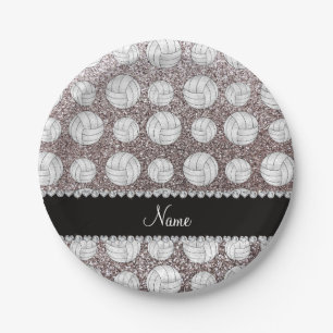 Individuelle Name Glitzer Volleyballs Pappteller