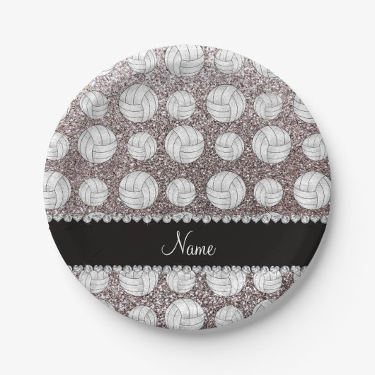 Individuelle Name Glitzer Volleyballs Pappteller (Vorderseite)