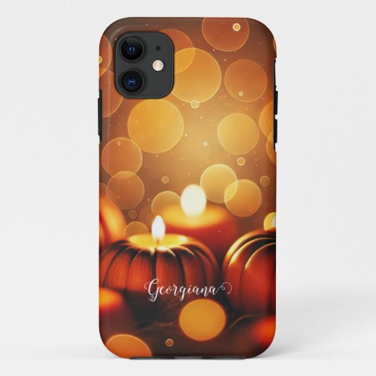 Individuelle Name Glows Pumpkins Autumnal Bokeh-Ef Case-Mate iPhone Hülle (Rückseite)