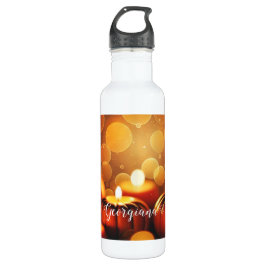 Individuelle Name Glows Pumpkins Autumnal Bokeh-Ef Edelstahlflasche