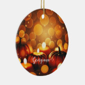 Individuelle Name Glows Pumpkins Autumnal Bokeh-Ef Keramik Ornament (Rechts)
