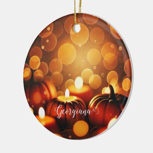 Individuelle Name Glows Pumpkins Autumnal Bokeh-Ef Keramik Ornament (Links)