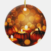 Individuelle Name Glows Pumpkins Autumnal Bokeh-Ef Keramik Ornament (Hinten)