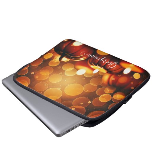 Individuelle Name Glows Pumpkins Autumnal Bokeh-Ef Laptopschutzhülle (Vorne Knopf)