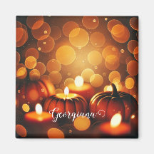 Individuelle Name Glows Pumpkins Autumnal Bokeh-Ef