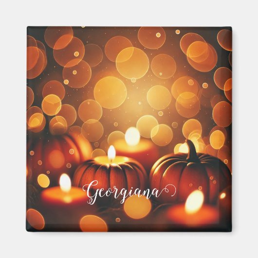 Individuelle Name Glows Pumpkins Autumnal Bokeh-Ef Magnet (Vorne)