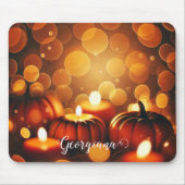 Individuelle Name Glows Pumpkins Autumnal Bokeh-Ef Mousepad (Vorne)