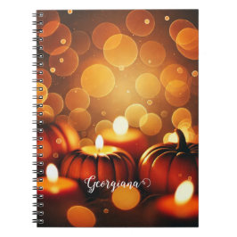 Individuelle Name Glows Pumpkins Autumnal Bokeh-Ef Notizblock