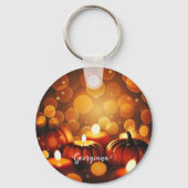 Individuelle Name Glows Pumpkins Autumnal Bokeh-Ef Schlüsselanhänger (Rückseite)