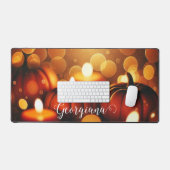 Individuelle Name Glows Pumpkins Autumnal Bokeh-Ef Schreibtischunterlage (Tastatur & Maus)