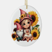 Individuelle Name-Gnome Sonnenblumen Keramik Ornament (Rechts)