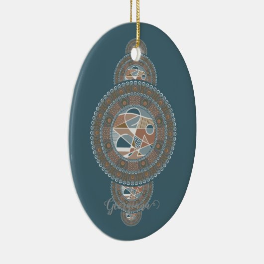 Individuelle Name Gold Aquamarin Abstraktes Orname Keramik Ornament (Rechts)