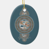 Individuelle Name Gold Aquamarin Abstraktes Orname Keramik Ornament (Hinten)