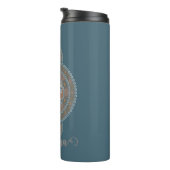 Individuelle Name Gold Aquamarin Abstraktes Orname Thermosbecher (Nach rechts gedreht)