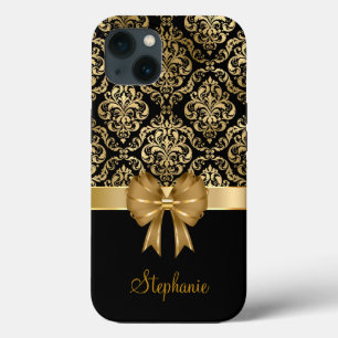 Individuelle Name Gold Damask auf Black Wedding Ge Case-Mate iPhone Hülle