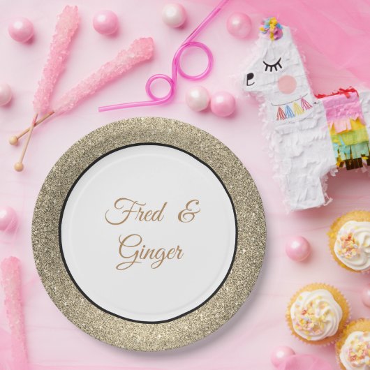 Individuelle Name Gold Glitzer 7" Teller (Party)