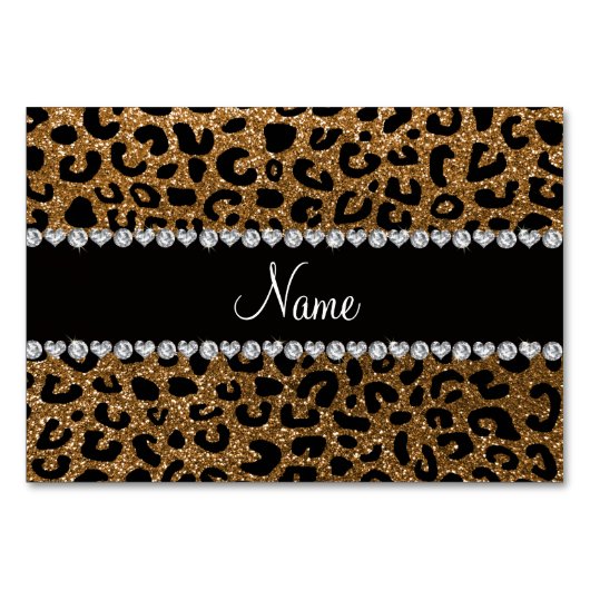 Individuelle Name Gold Glitzer Cheetah Prince Tischnummer (Vorderseite)