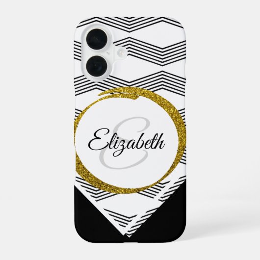 Individuelle Name Gold Glitzer Initialbrief Monogr iPhone 16 Hülle (Rückseite)